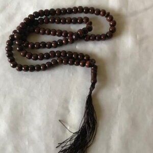 Islamic Tasbih Prayer 99 Beads Wood Muslim Hand Made Misbaha Dark Brown